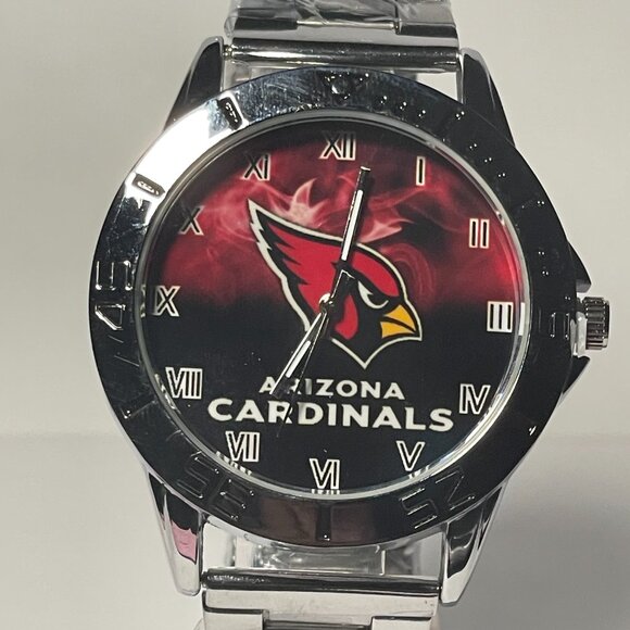 Arizona Cardinals NFL Team Logo Men's Stainless-Steel Silver Watch NEW - Picture 9 of 9